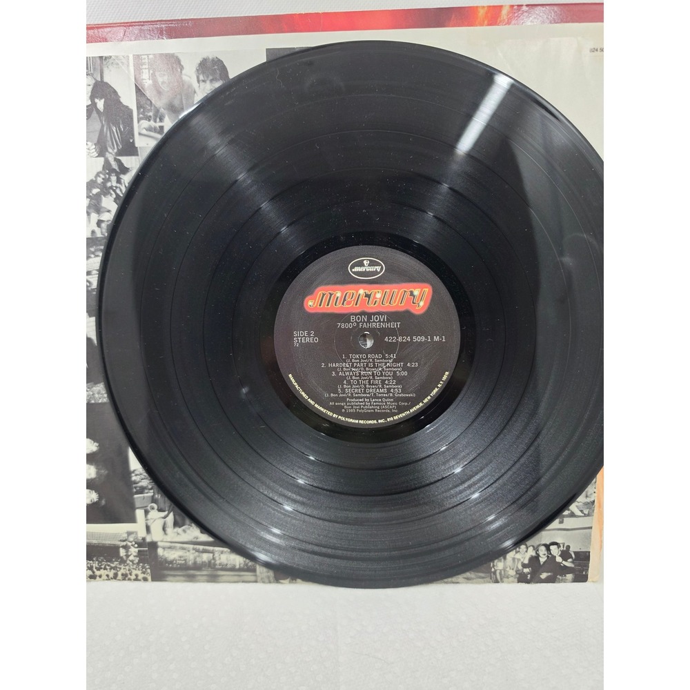 Bon Jovi 7800‎ Fahrenheit Vinyl LP 1985 Mercury 422-824 509-1 M-1 Rock Record - Picture 4 of 5